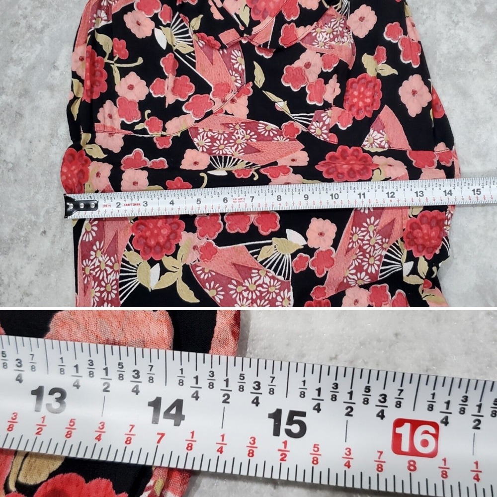 Women's y2k Fairy Floral Pink & Black Midi Dress Angie Ruffle Size M - Picture 10 of 12